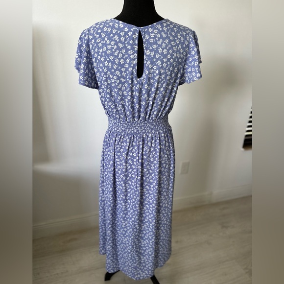 Sienna Sky Blue White Midi Wrap Dress - Picture 3 of 4